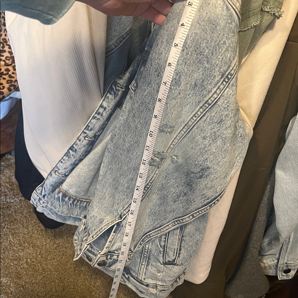 Free People Blue Jean Jacket with Gray Hood - Picture 8 of 8